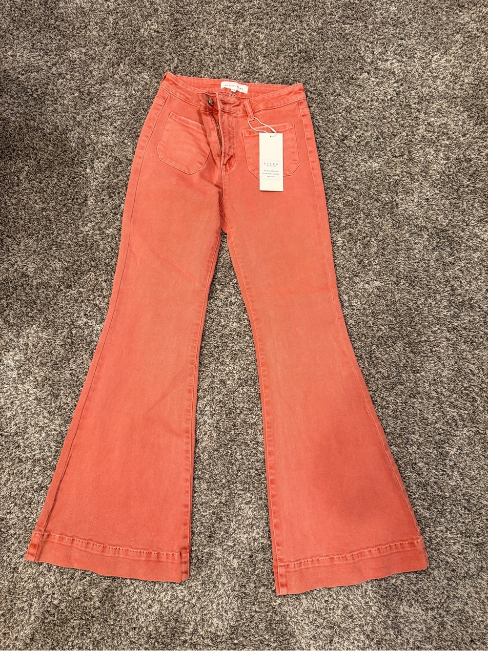 NWT Risen Peach Blossom High Rise Flare Jeans Women’s 7/28 Retro Bell Bottom